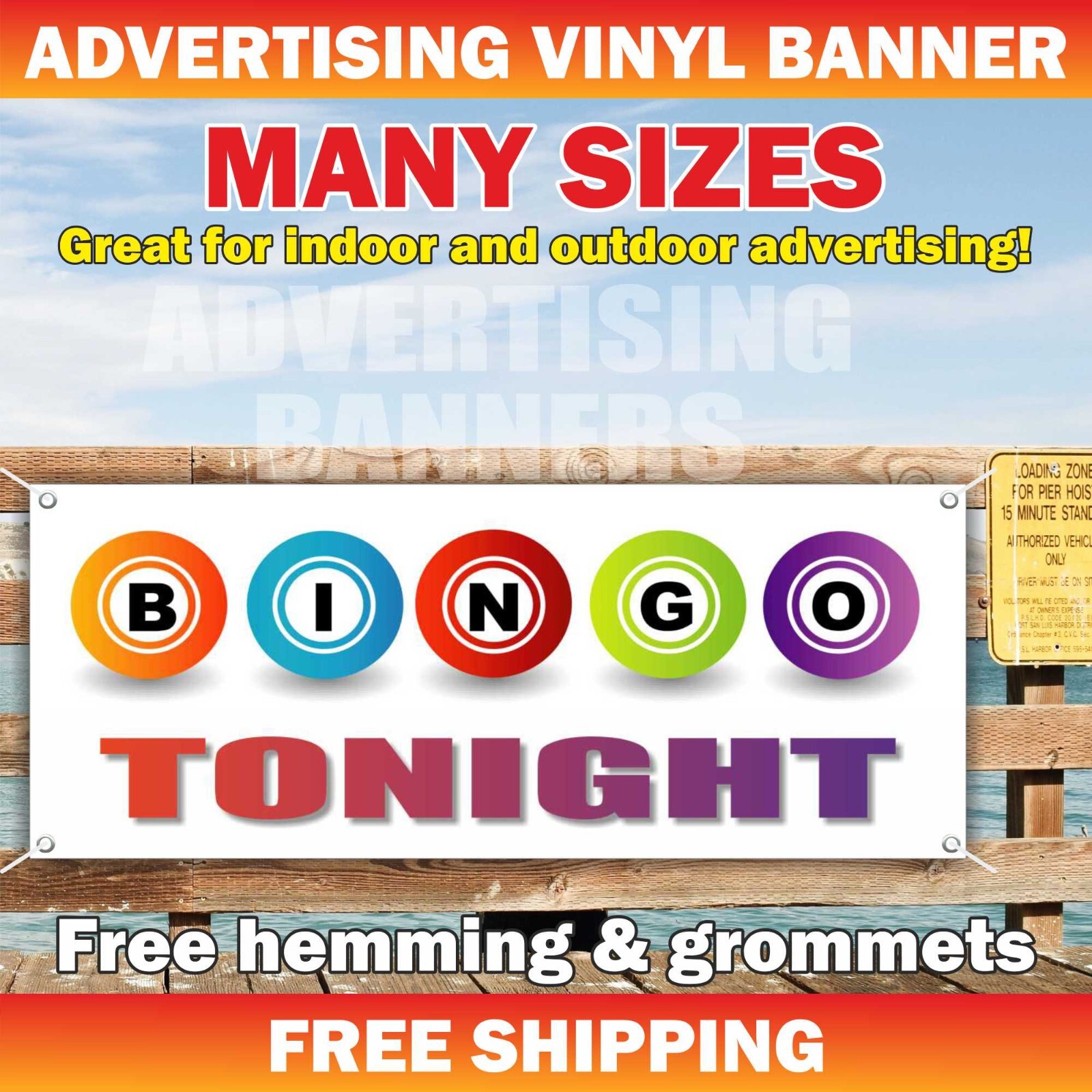 BINGO TONIGHT Advertising Banner Vinyl Mesh Sign LOTTERY TICKETS SCRATCHERS