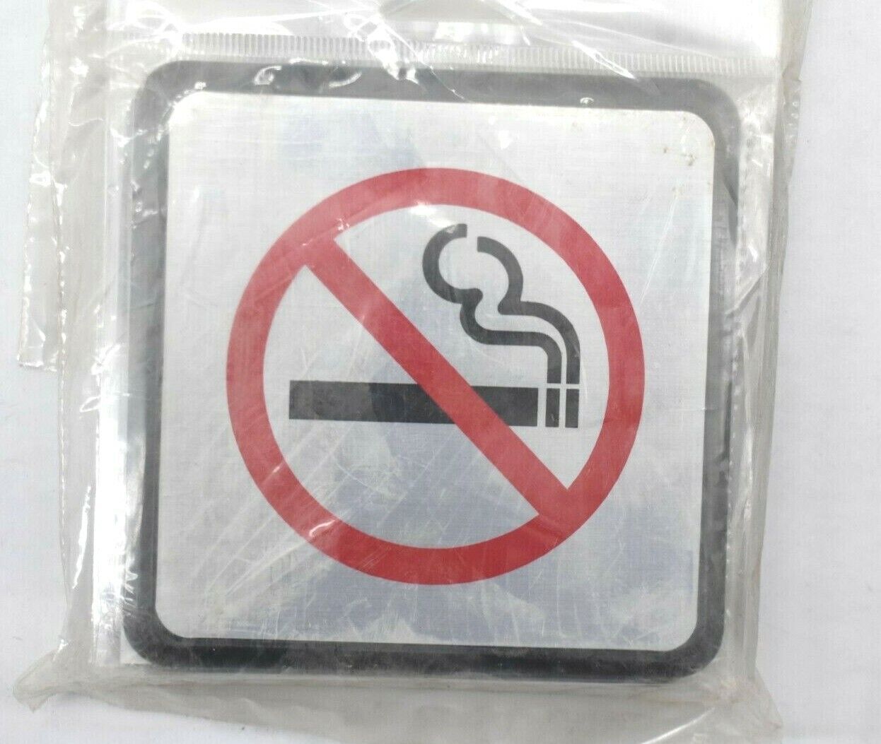 Hy-Ko Silver Informational Sign 4-1/2&Prime; x 4-1/2&Prime; No Smoking Symbol 5 Pack Plastic