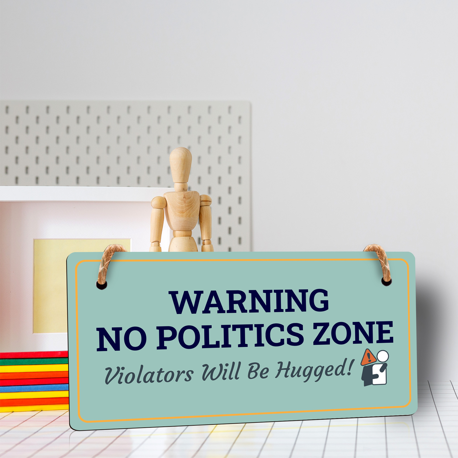Keep Calm And Leave Politics At The Door Hanging Sign (5 x 10&Prime;) | Home Decor