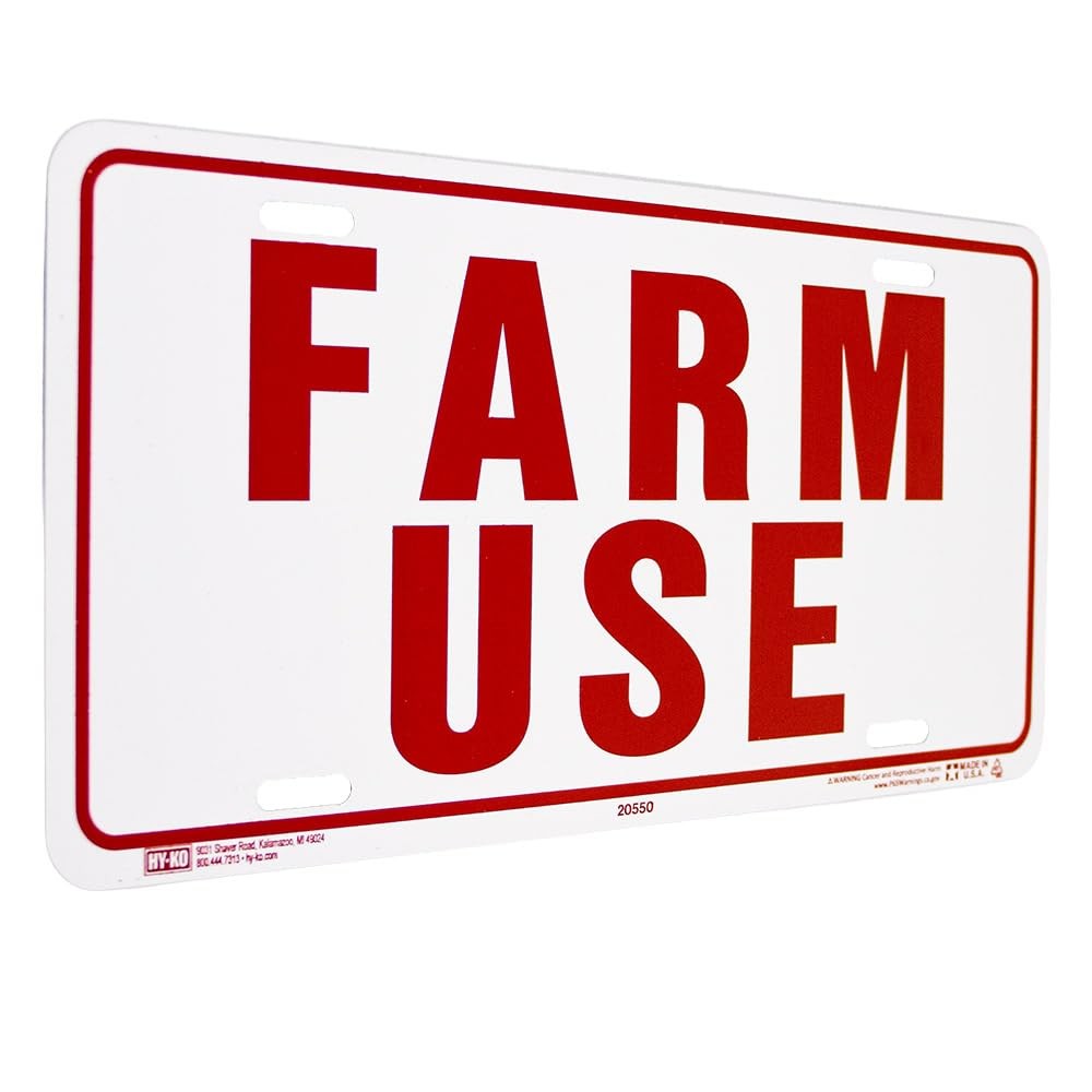 Farm Use Id Tag 6×12 Inches Red/White Heavy Duty License Plate Auto Tag