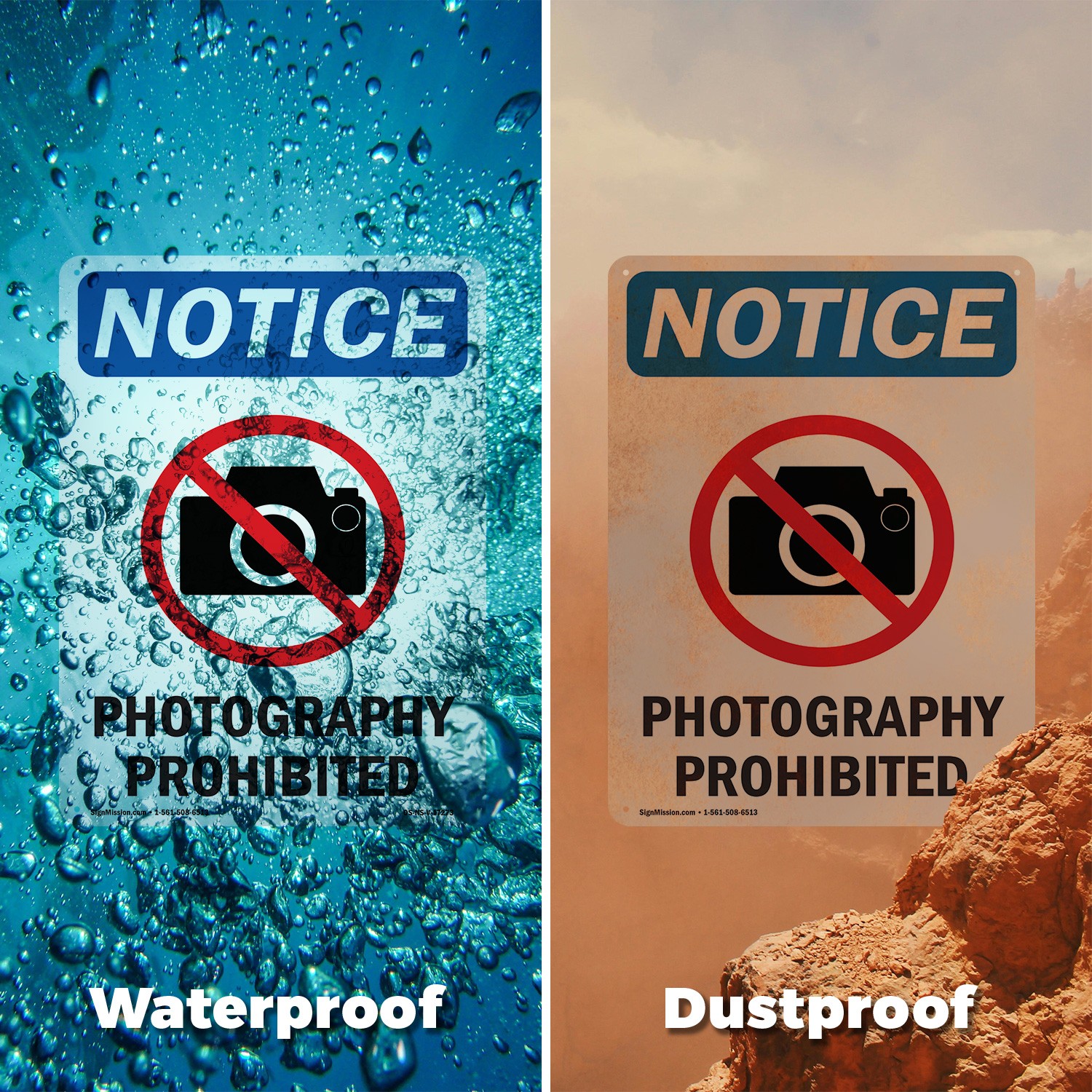 Photography Prohibited OSHA Notice Sign Metal, Plastic, Or Decal – 5 or 10 Pack