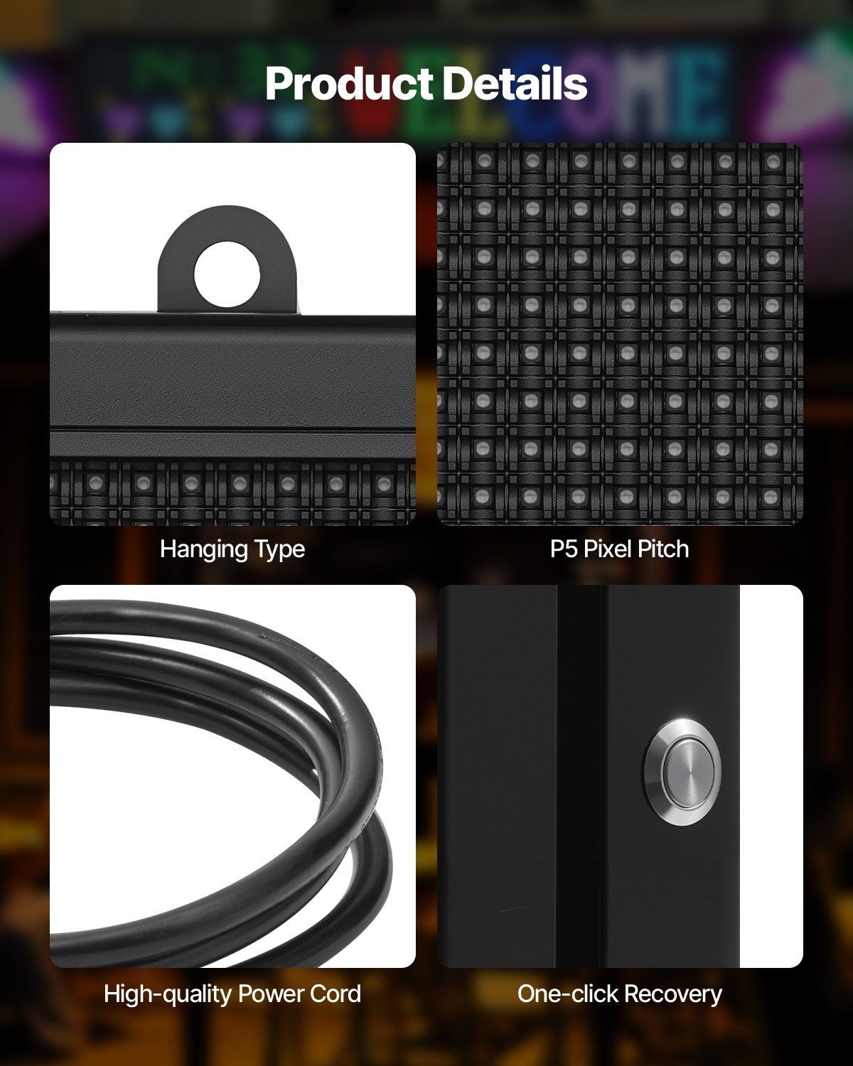 P5 27x14in Full-color Programmable LED Display for Digital Scrolling Sign