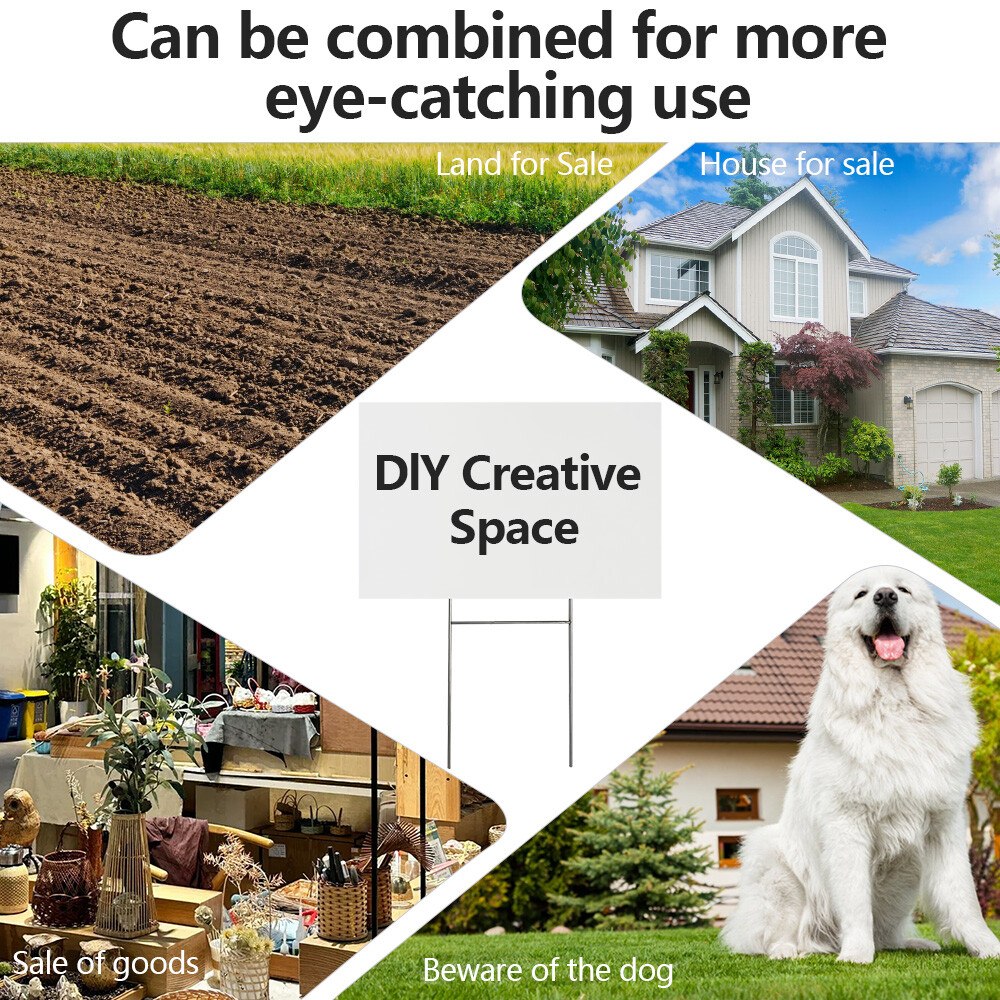 18&Prime;x24&Prime; Durable Blank Yard Business Sign Kit 0.14&Prime; Thickness with 21&Prime; H Stakes