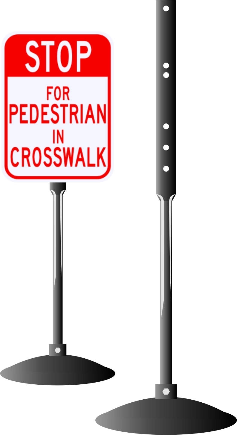 CAST IRON PORTABLE SIDEWALK SIGN STAND 14&Prime; PEDESTAL BASE AND POST KIT FOR SIGNS