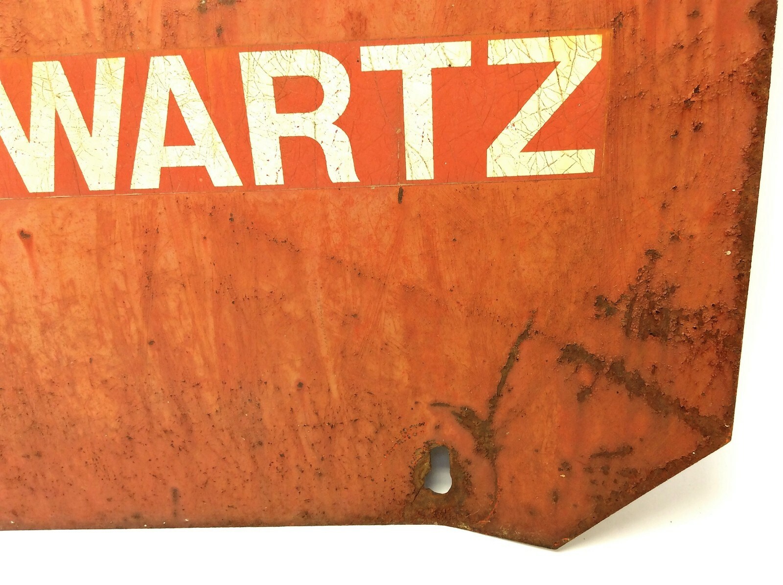 Vintage Metal Steel Painted Red Schwartz One Sided Business Sign Advertising