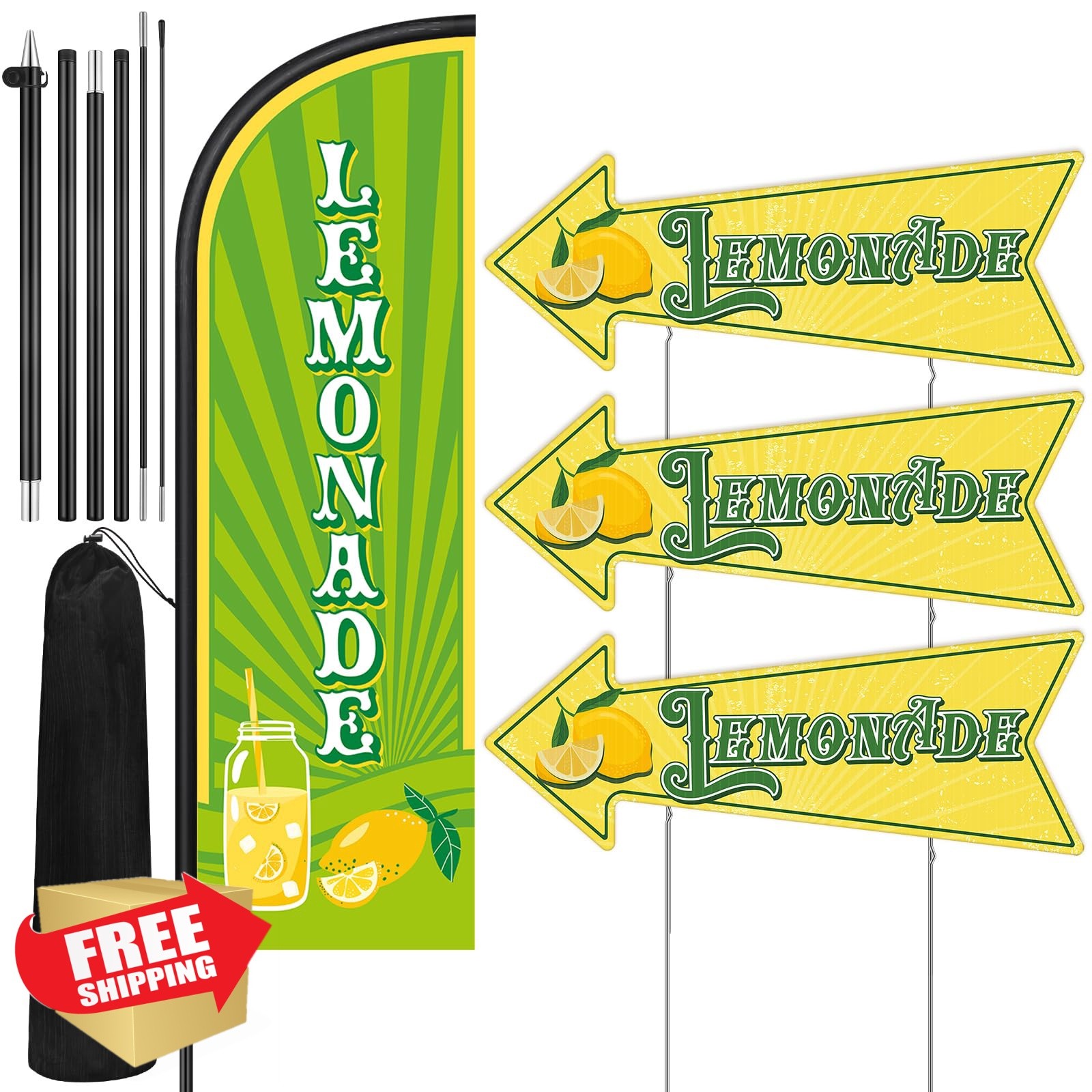 Hahafelt 3pc lemonade arrow sign + 1 flag kit