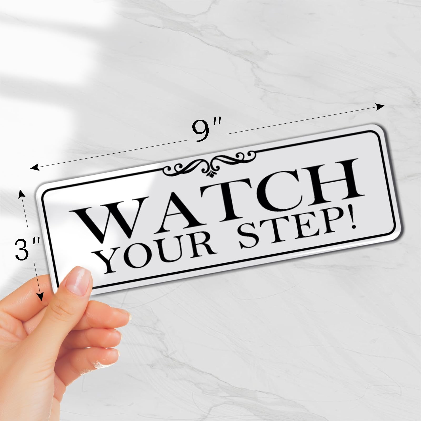 9×3 Inch Watch Your Step Sign, Acrylic Self-stick Door Wall Signage (Elegant …