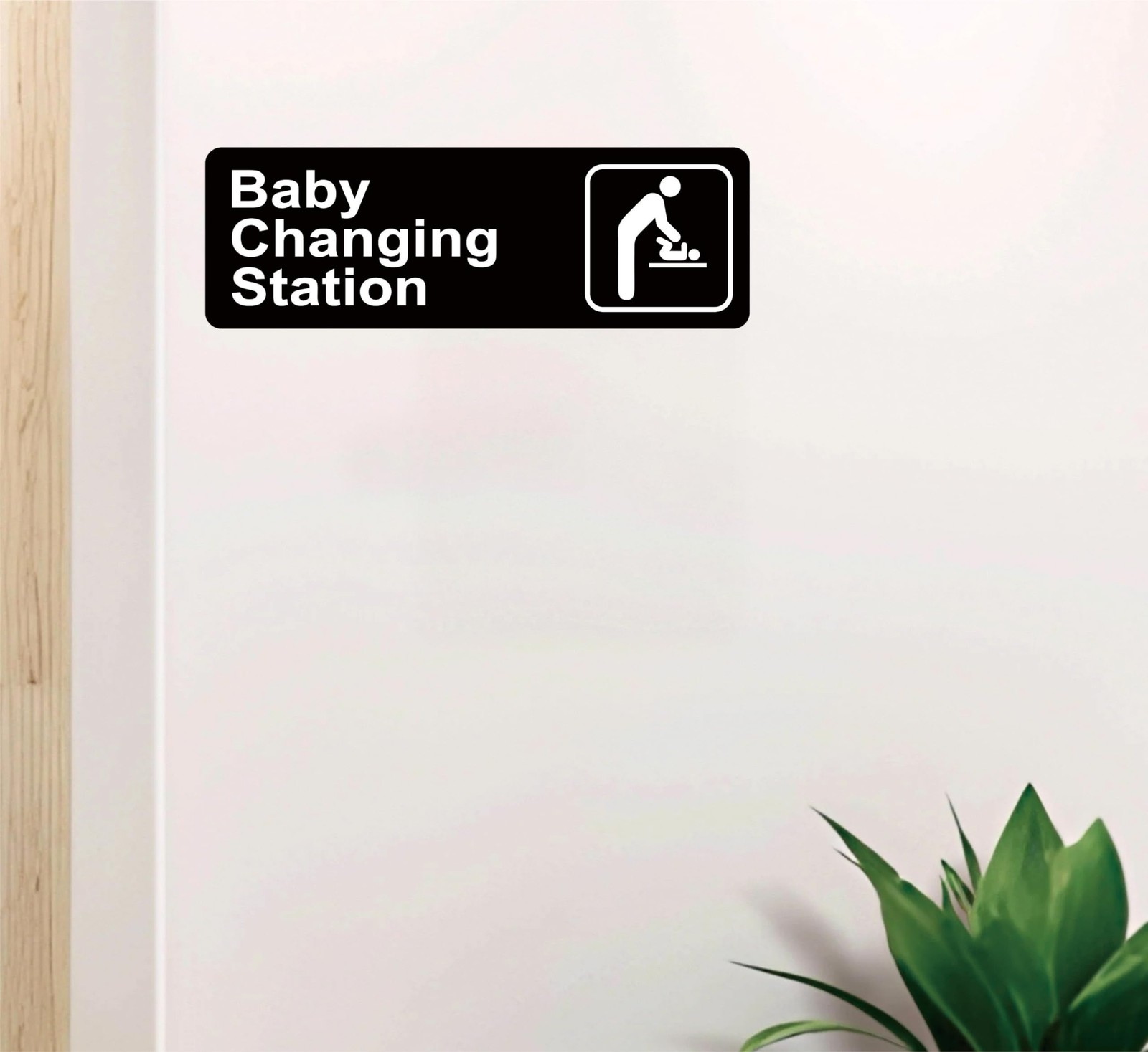 9×3 Inch Baby Changing Station Sign Acrylic Black/White Super Strong Adhesive