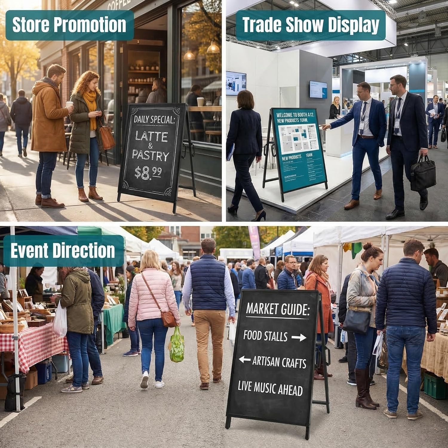 A Frame Sidewalk Sign 24×36 Inches Double-Sided Outdoor Heavy Duty Indoor Out…