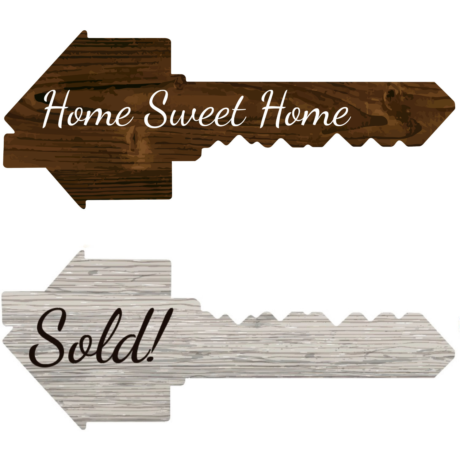 Real Estate Key Shaped Prop Sold Sign | Double Sided | Social Media Realtor Prop