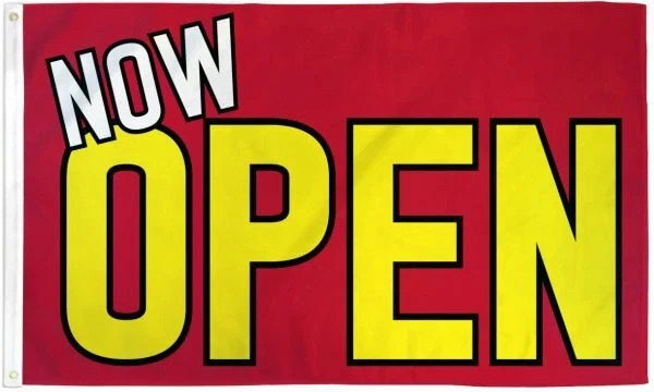 Now Open Flag 3x5ft We&rsquo;re Open Open Sign Welcome Open Now Red Yellow Flag Banner