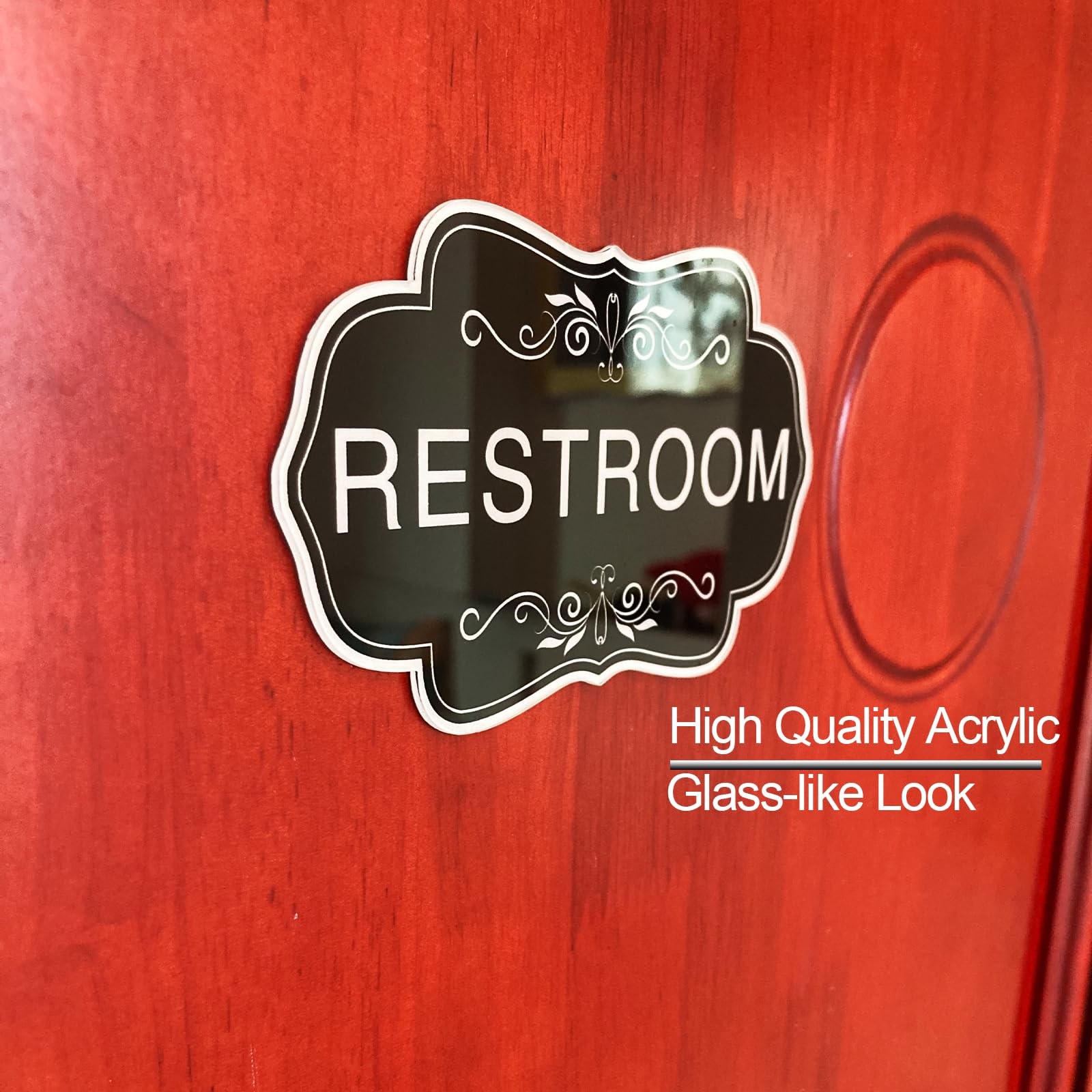 Designer Restroom Sign Unisex Bathroom Signage Door Wall Decor Plaque Black