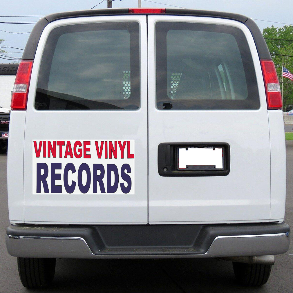 Car Magnet Set of 2 Vintage Vinyl Records Red Blue Industrial Sign
