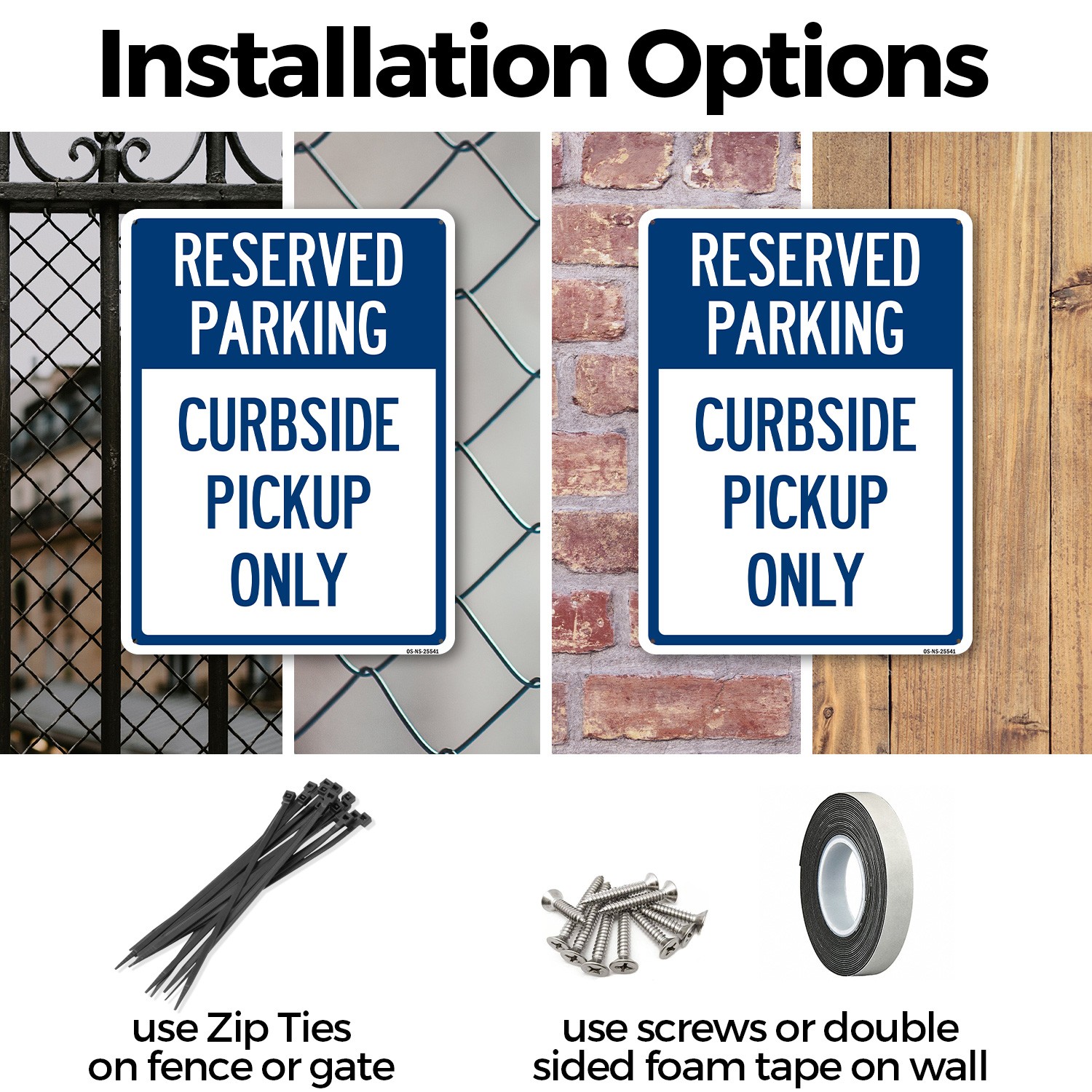 Reserved Parking Curbside Pick-up Only Public Safety Sign, Decal 5 or 10 Pack