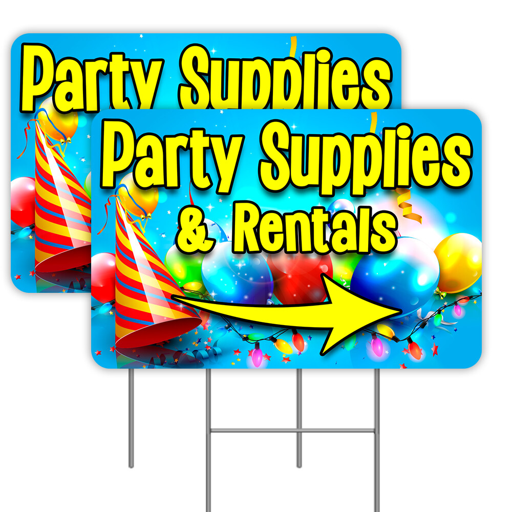 Party Supplies & Rentals Arrow 2 Pack Double-Sided Yard Signs 16&Prime; x 24&Prime; with Met