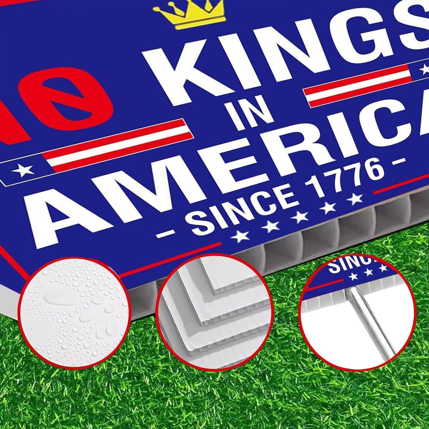 No Kings In America Lawn Sign – Bold Double-Sided Political Statement 18×12