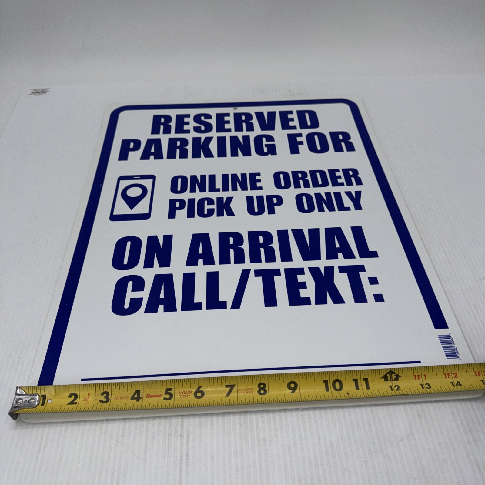 Hillman 843869 Reserved Online Order Parking Sign, 15&Prime; x 19&Prime;, Blue Vinyl USA{91}