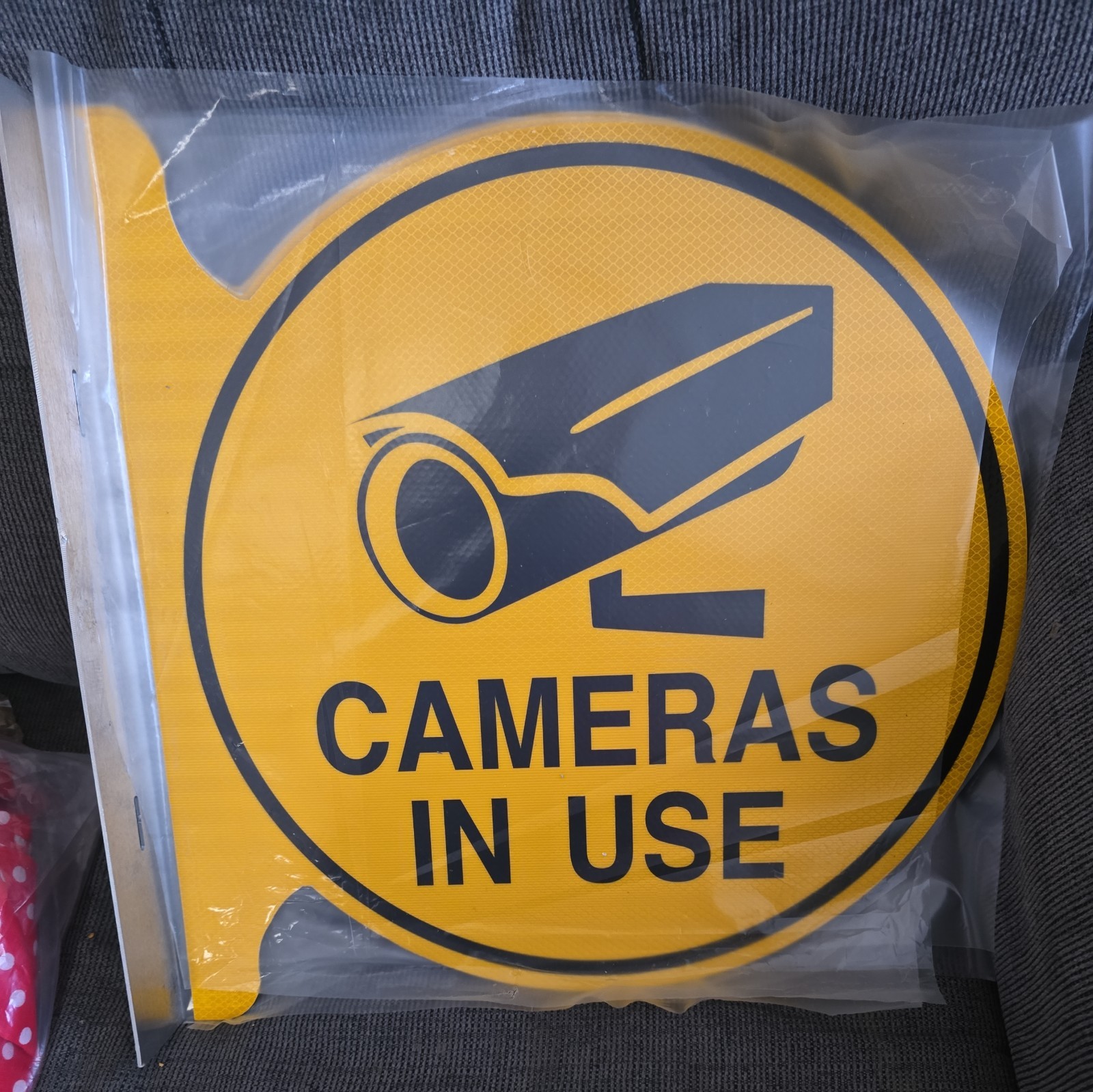 3PCS Cameras In Use Flange Sign 19” Yellow reflector Security Business Home