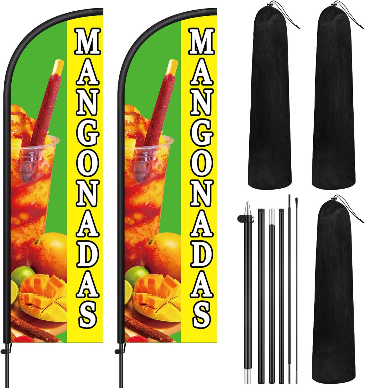 2 Pack Mangonadas Feather Flag 7 Ft Advertising Swooper Flag Sign Windless Mango