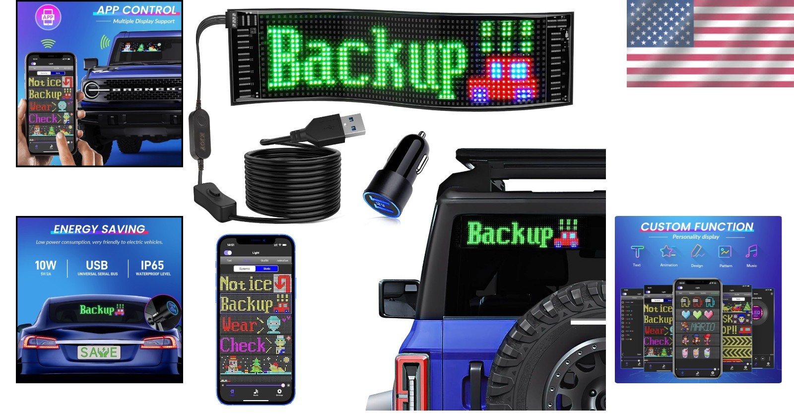 Portable 15 »x4 » LED Sign with App Control: Ideal for Parties and Promotions