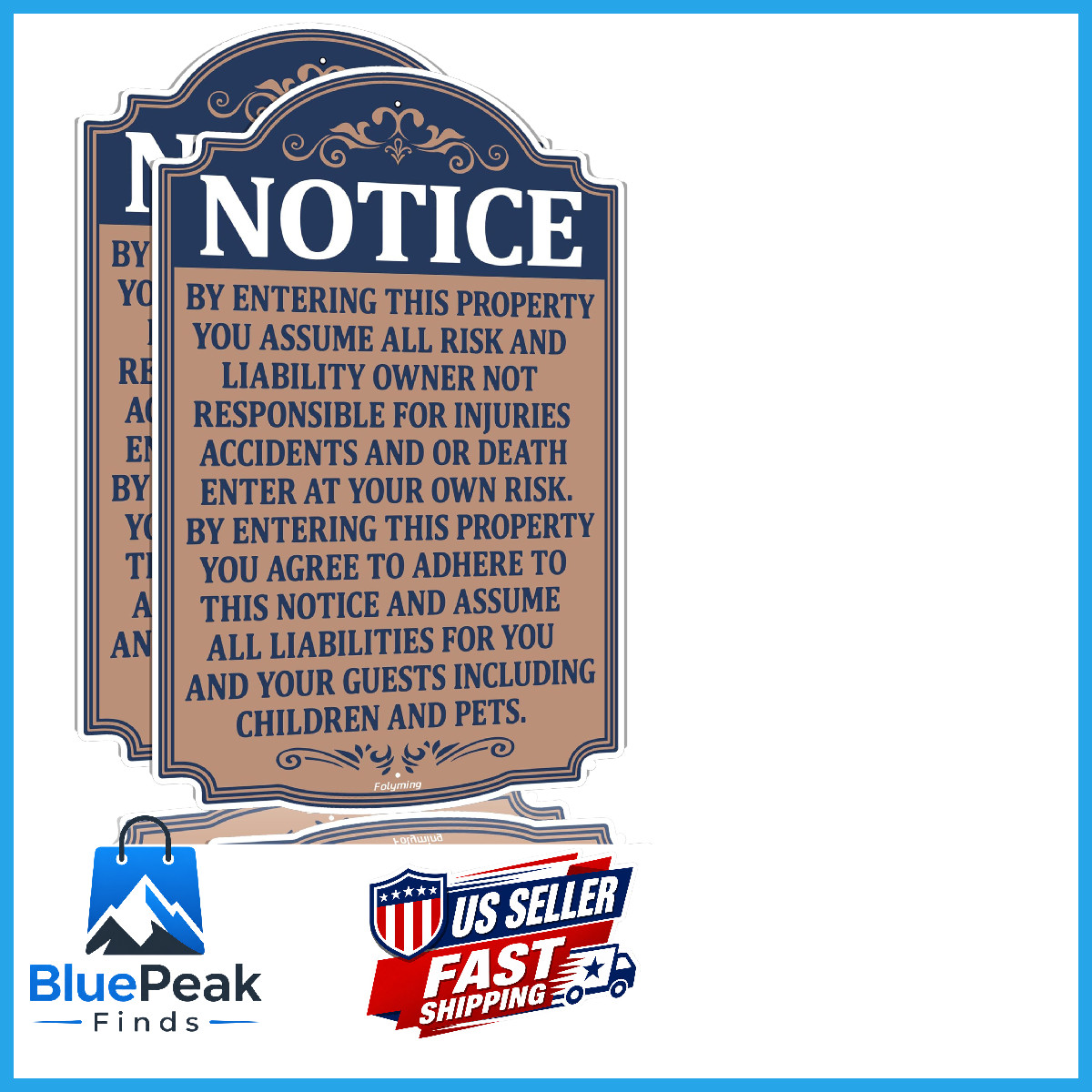 Folyming 2 Pack Notice Not Responsible For Accidents Or Injuries Enter At Your