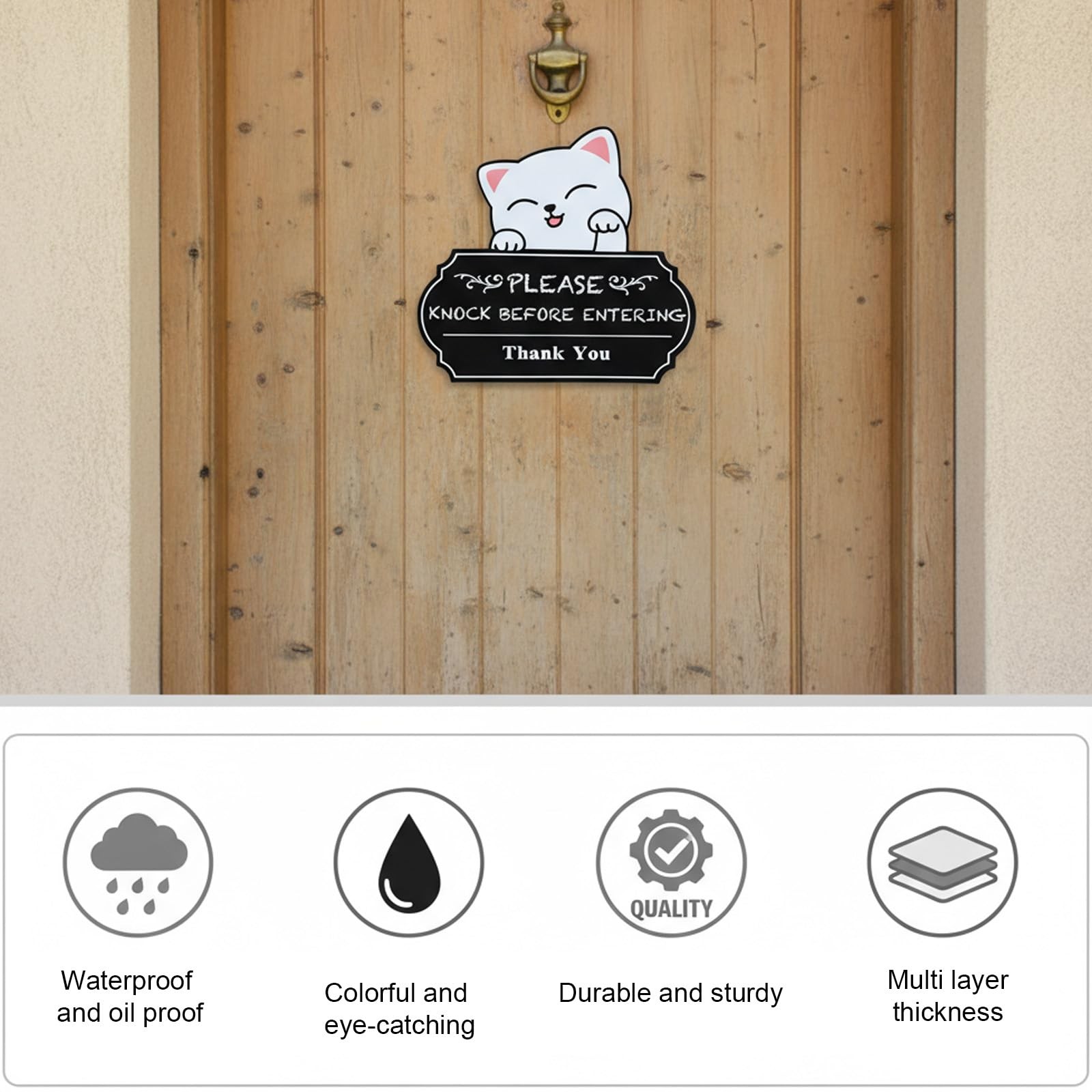 2Pcs Please Knock Sign for Door Stickers,Self Adhesive Knock Before Entering …