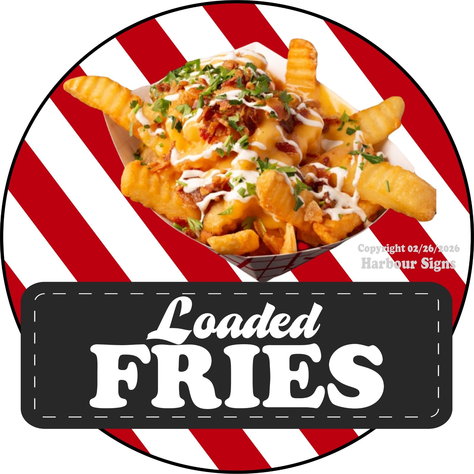 Loaded Fries DECAL snack Concession Food Truck Sticker sc (Choose Size)