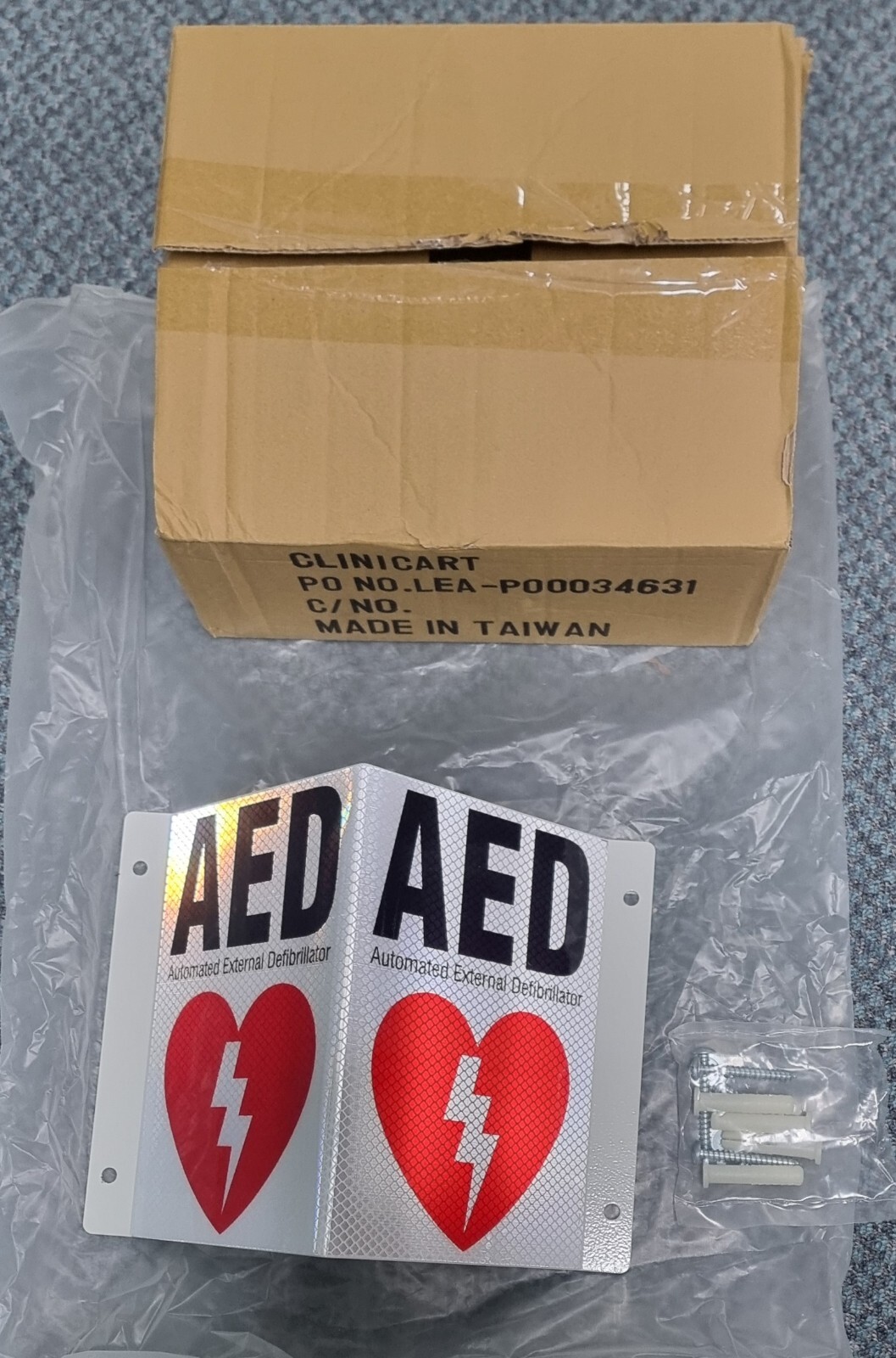 Autimated External Defibrillator (AED) Double Sided Wall Sign Official Original
