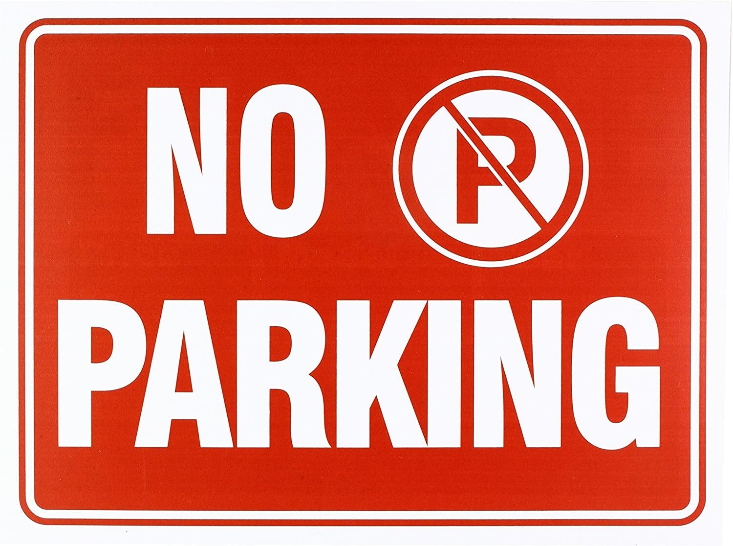 No Parking Sign 8 x 12 Inch – 2 Count, White and Red