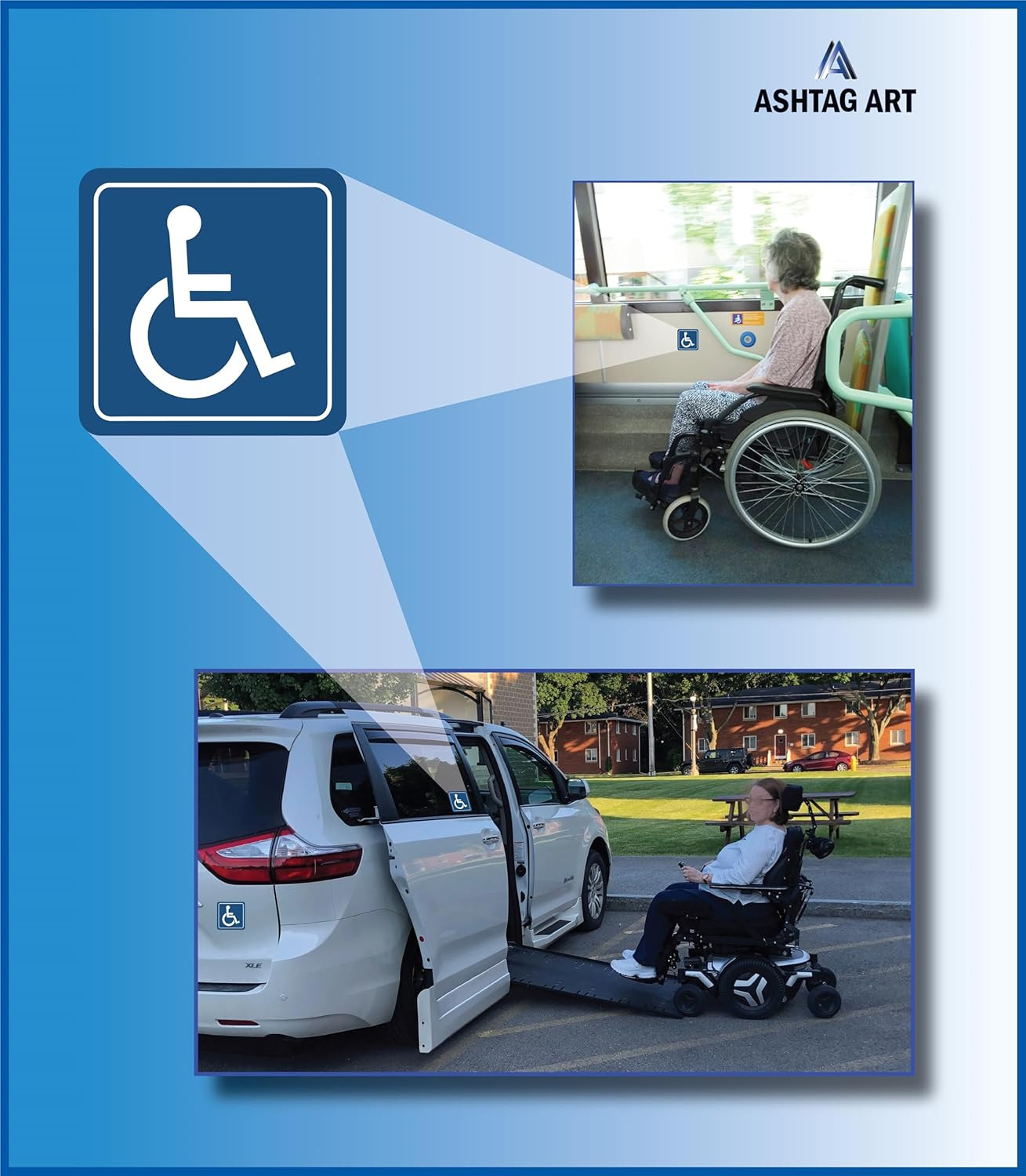 Premium Handicap ADA Complaint Signs [Pack of 6] – Vinyl Handicap Accessible Sti