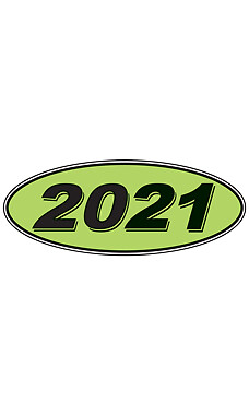 SSWBasics Oval Windshield Year Stickers – Black/Green – 2021 – Pack of 12