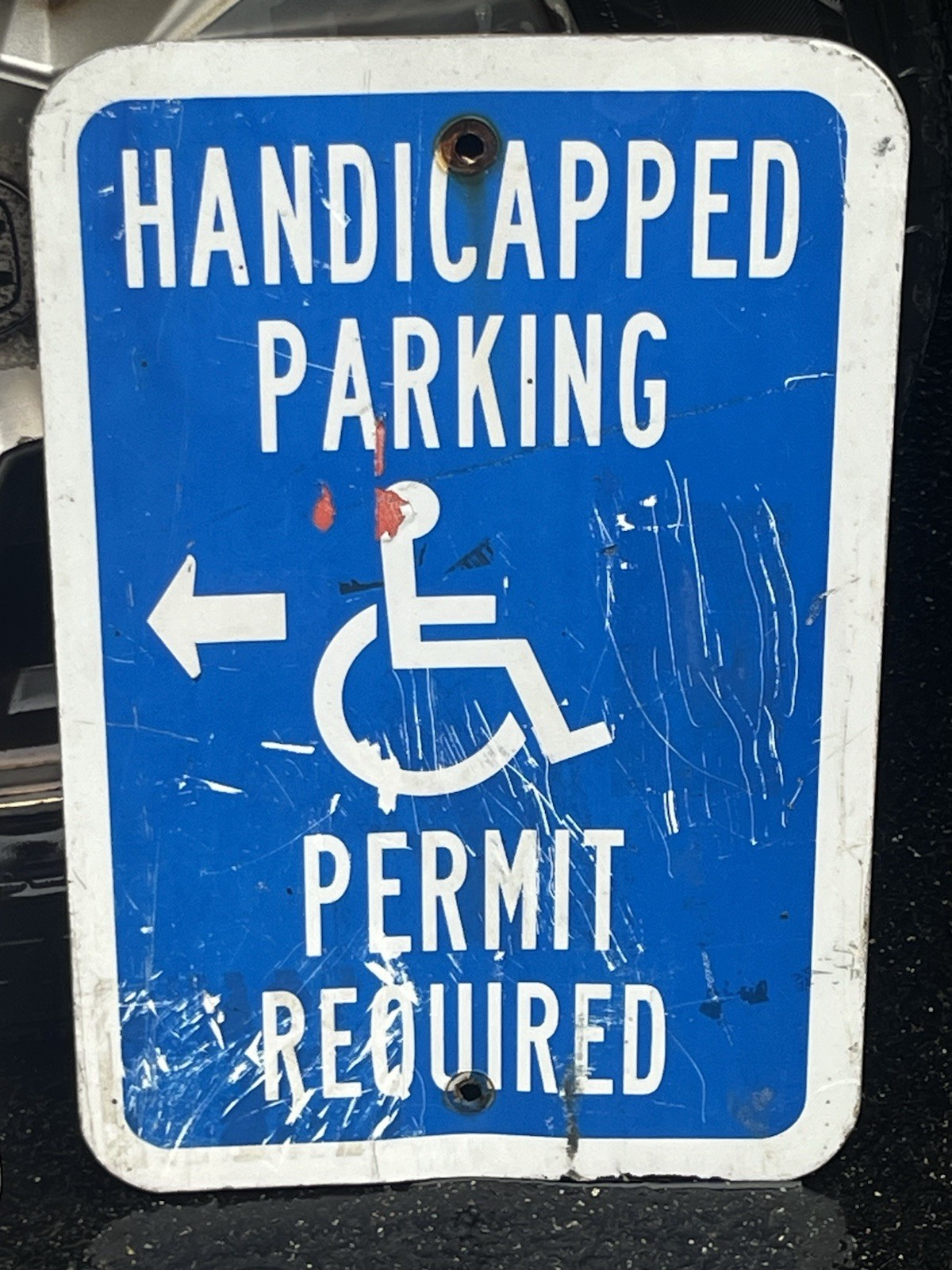 Handicapped Parking Permit Required 12&Prime;x18” Steel Street Sign Left Arrow