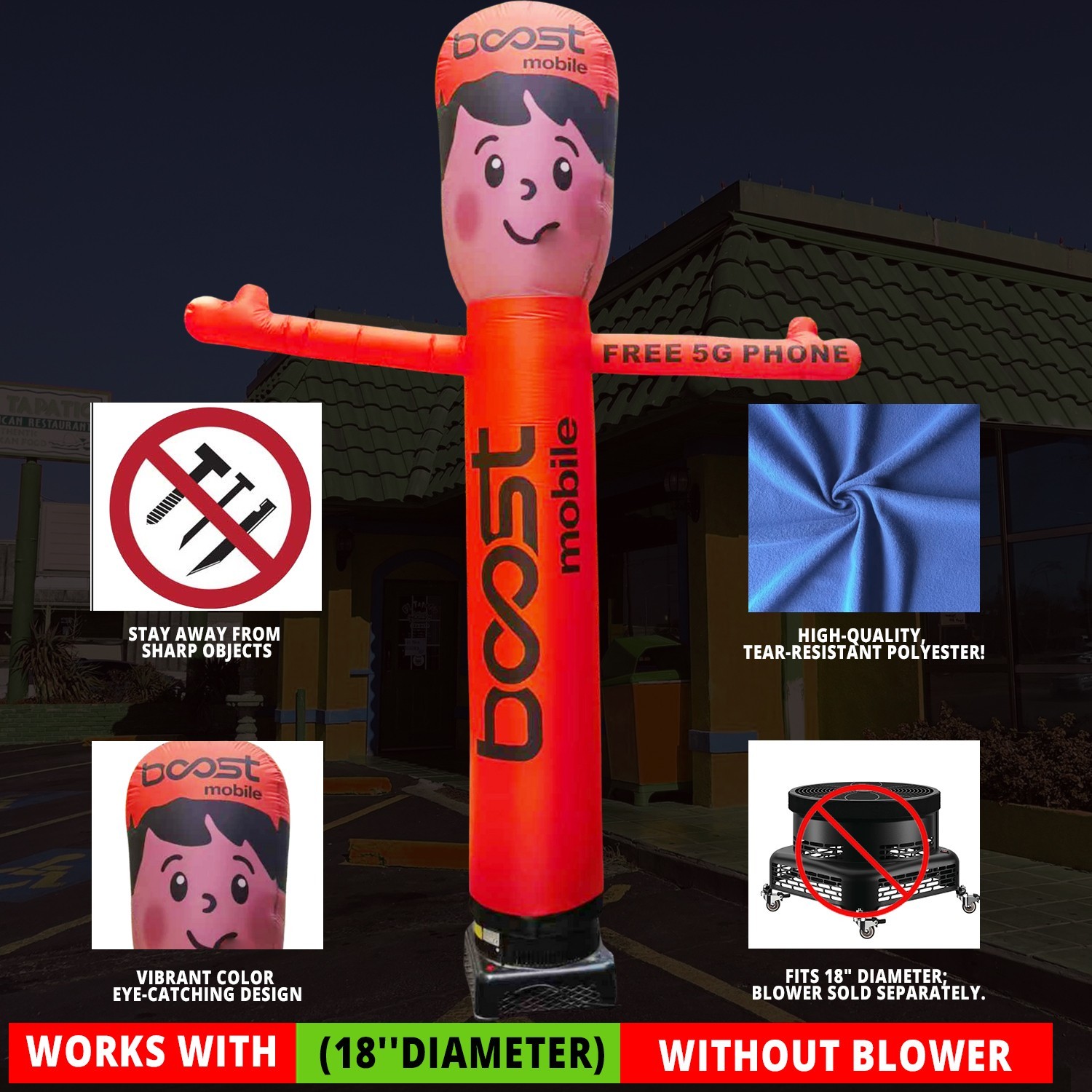 10ft Tall Boost Mobile Inflatable Waving Man {Without Blower}