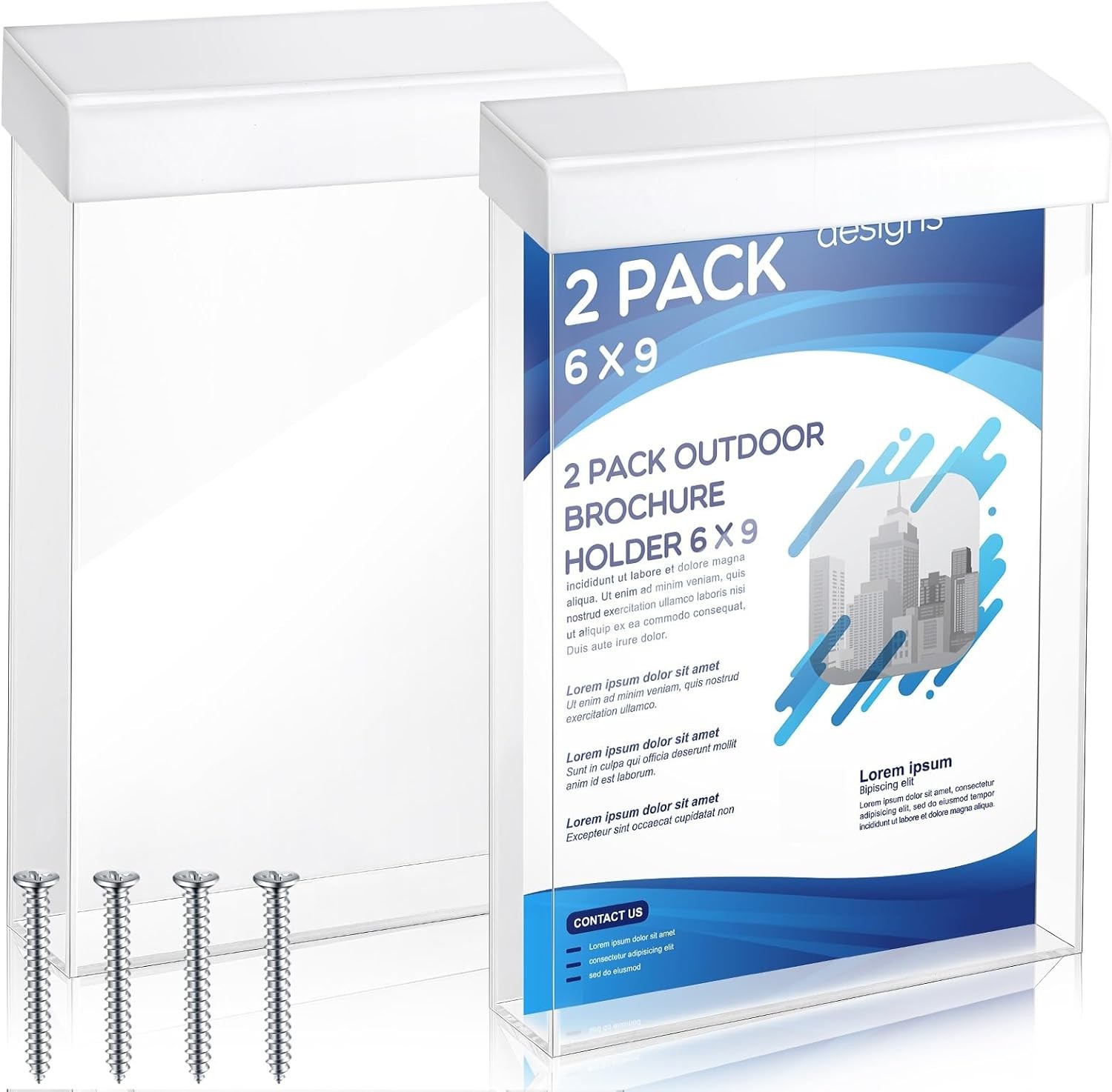 Remerry 2 Pieces Acrylic Outdoor Brochure Holder 6 x 9 Inch Clear Wall clear