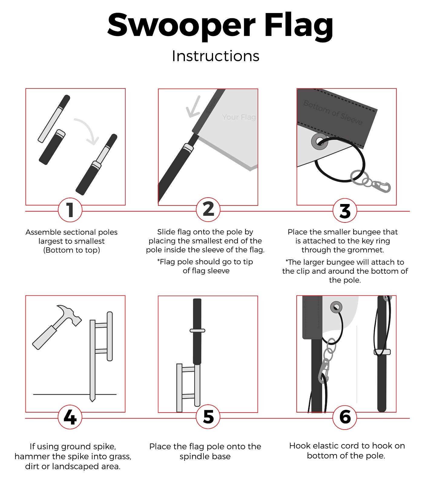 Swooper Feather Flutter Tall Flag Kit | Poles, Spike, Flag | 15&prime; Assembled