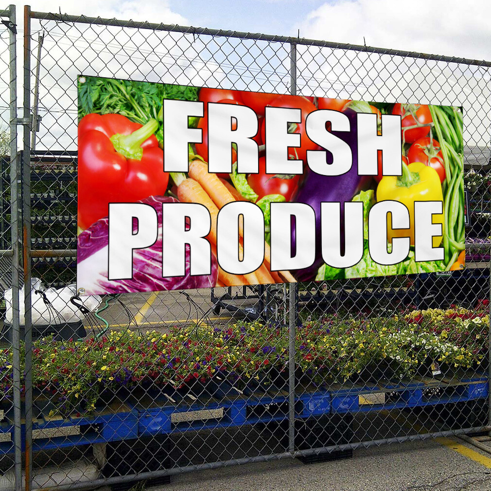 Vinyl Banner Multiple Sizes Fresh Produce Farmer&rsquo;s Market Food Fair Business