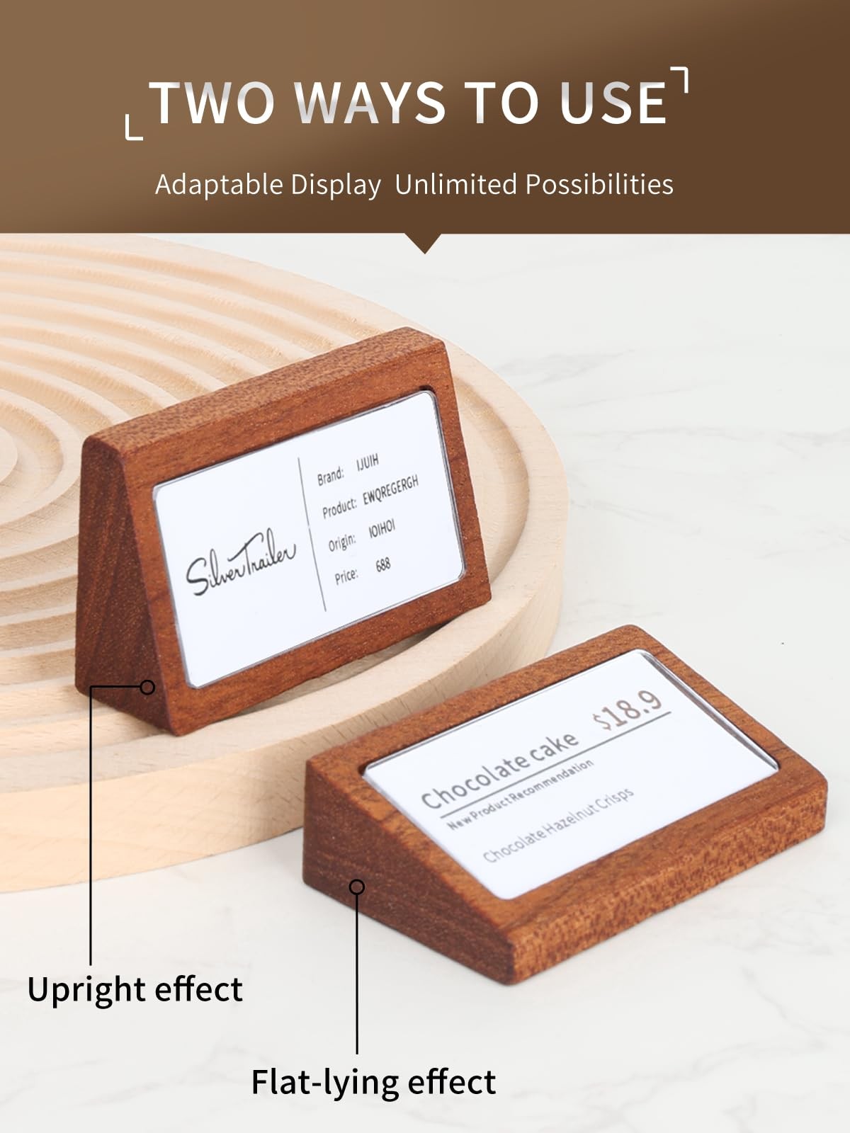 6 Pack Mini Wood Price Tag Label Holder Tabletop Stand or Recline Small Sign …
