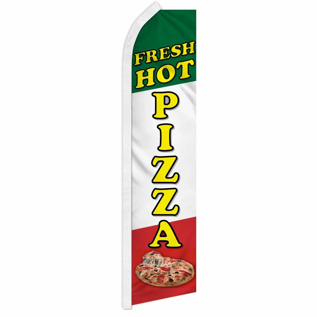 « FRESH HOT PIZZA » advertising super flag swooper banner business food concession