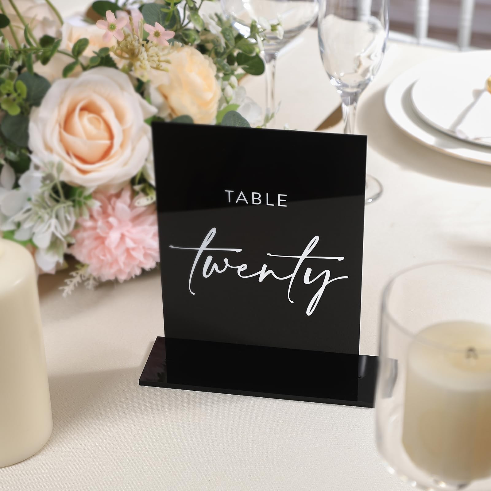 5×7 Inch Black Double Sided Acrylic Wedding Table Numbers 120 Stands