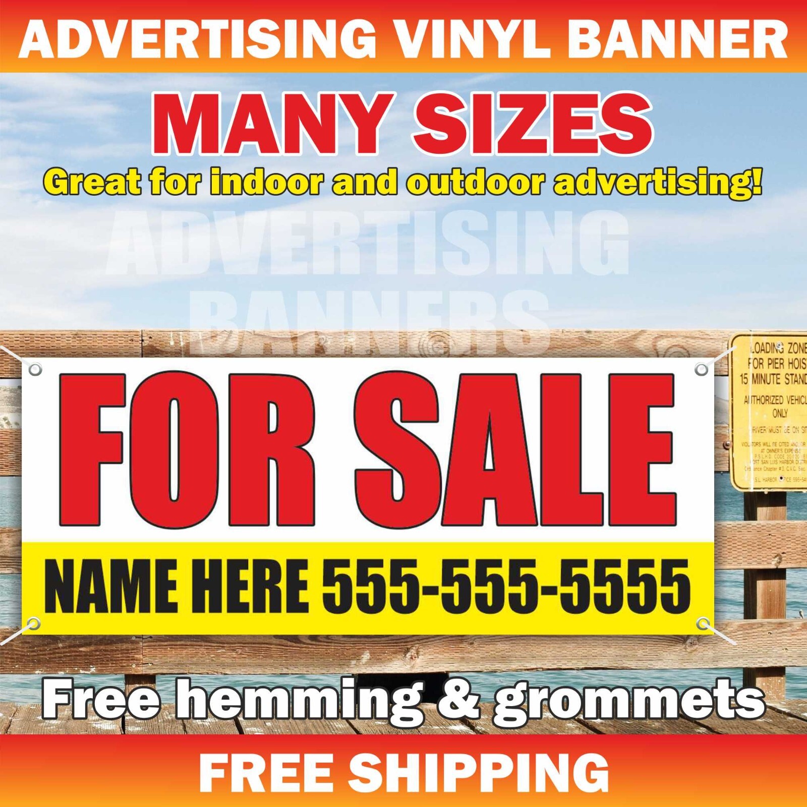 FOS SALE Custom Name Phone Advertising Banner Vinyl Sign Holiday Discount Store