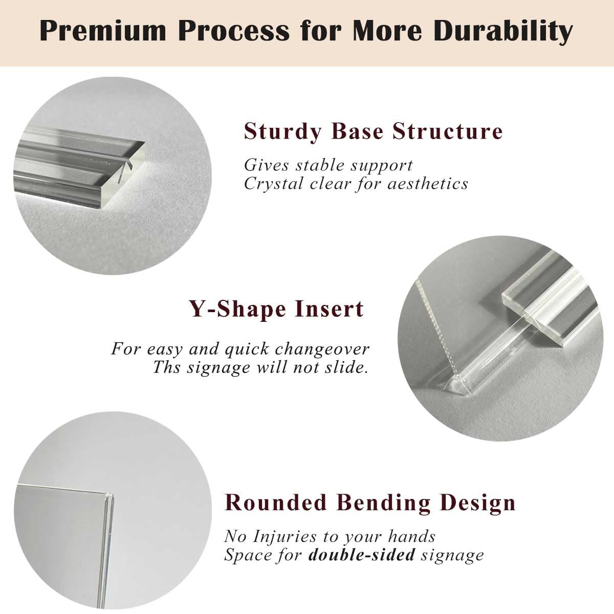 AbriStadt Acrylic Sign Holder 5×7 Inches, 6 Pack, Clear Table Transparent