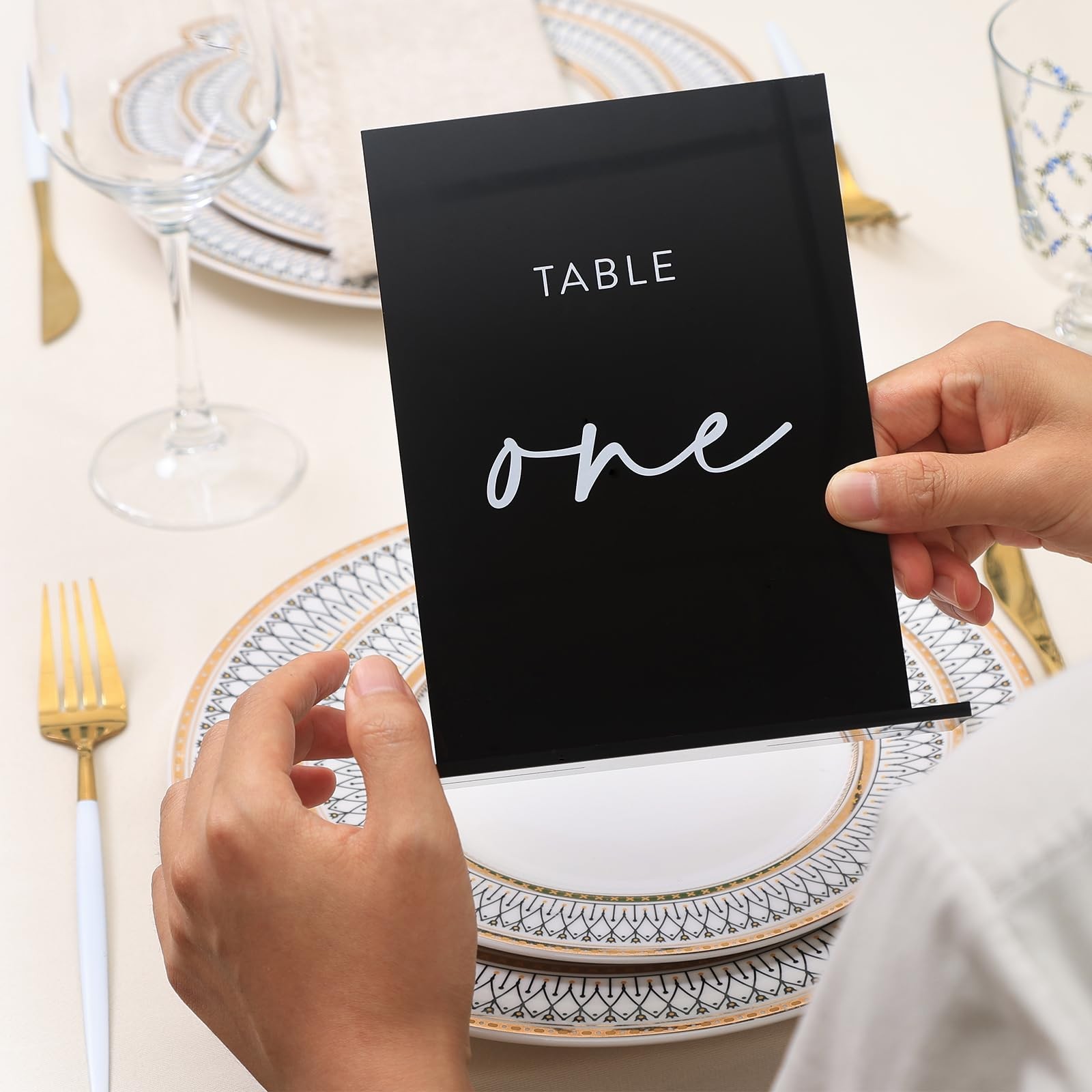 5×7 Inch Black Double Sided Acrylic Wedding Table Numbers 120 Stands