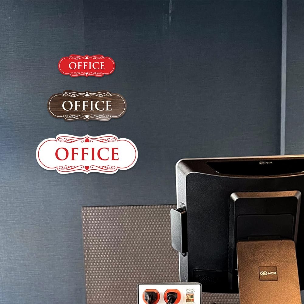 Designer Office Sign | Easy Installation – Black/Gold – Medium (1 Pack)