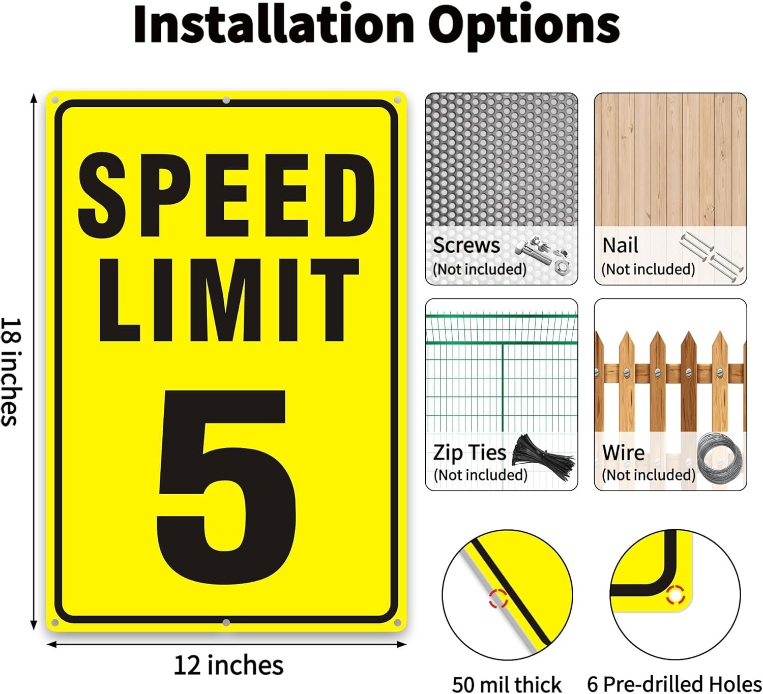 5 or 25 MPH Speed Limit Signs – 2 Pack 18×12 Inch Reflective Aluminum, Rust Free