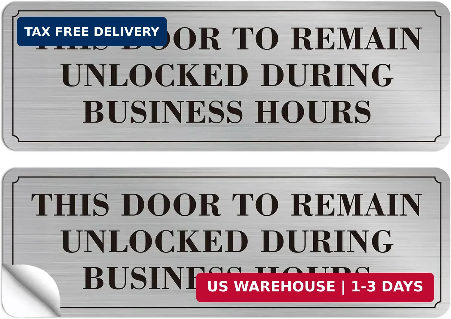 2PCS Door Must Remain Unlocked During Business Hours Sticker Sign，Self-Adhesive