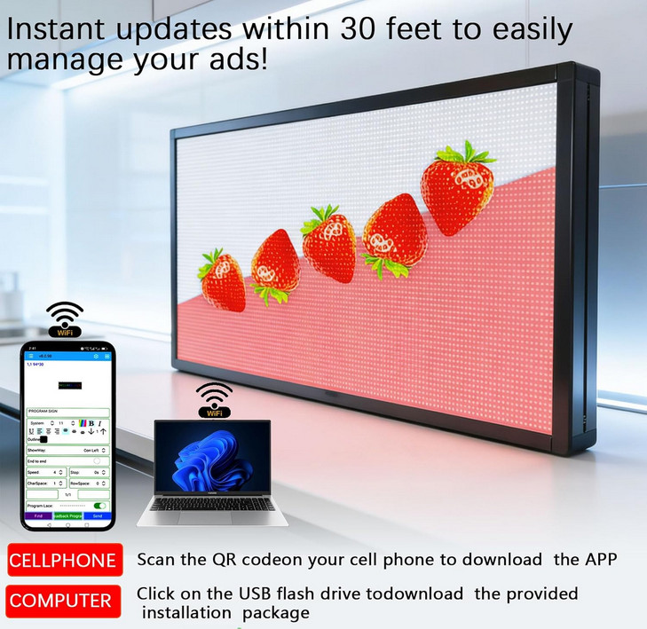 Led Signs Scrolling Programmable, Display Screen Outdoor Waterproof 40&Prime;x17&Prime;