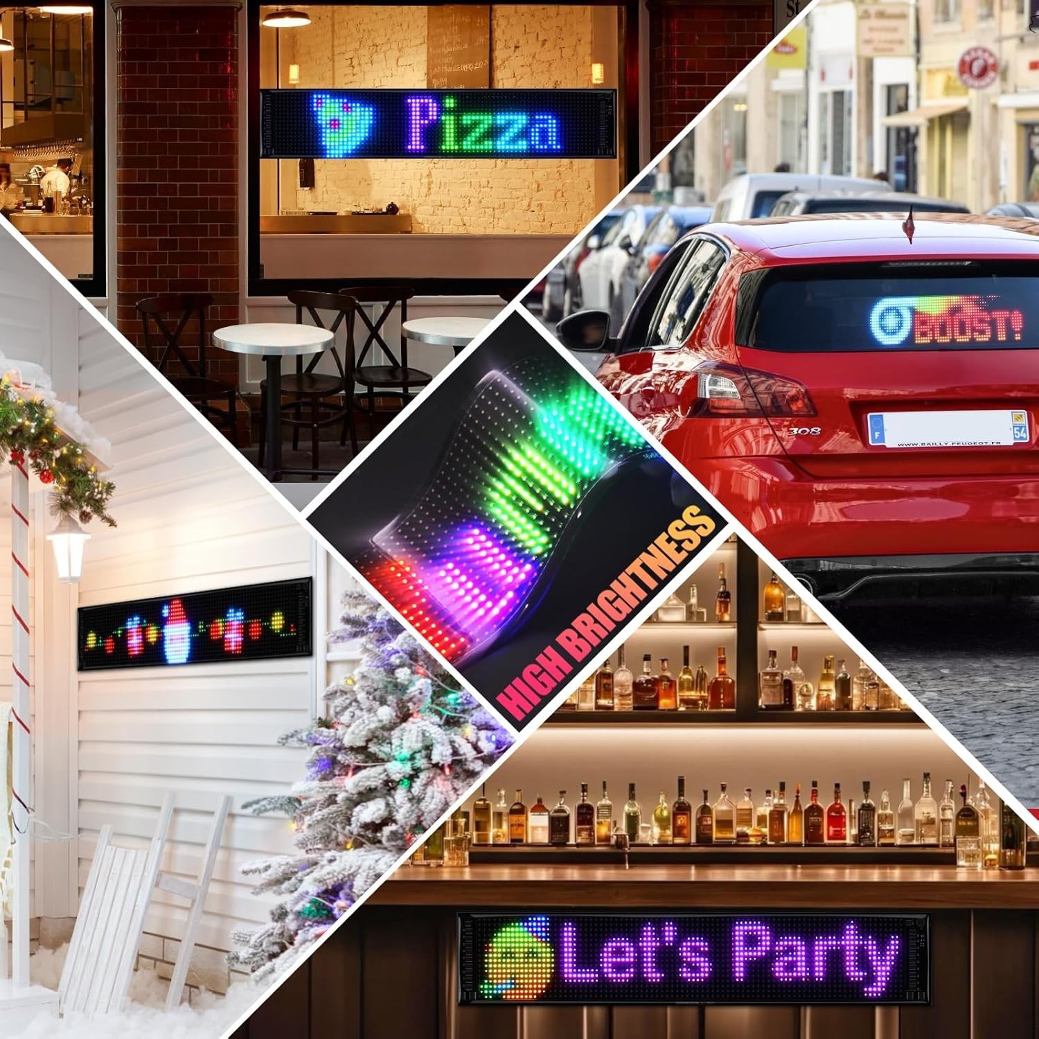 23&Prime;x5&Prime; Devil Eyes LED Car Sign – Bluetooth Control Custom Messages & Animations