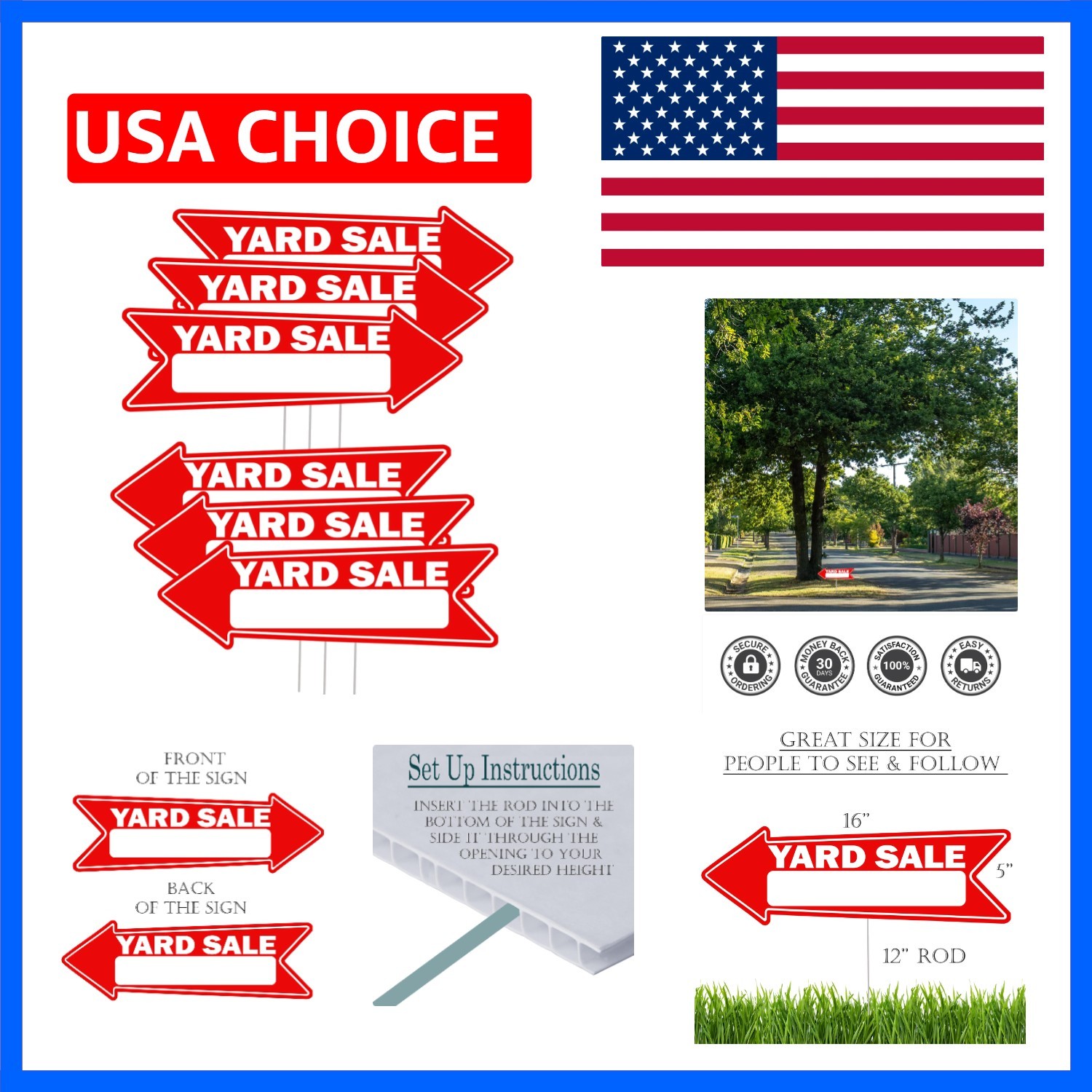 6 Piece Yard Sale Arrows – Yard Sign Double Sided With Stake 16 Inch By 5 Inc…