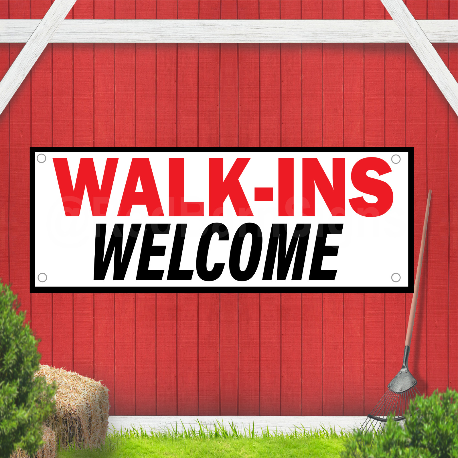 Walk-ins Welcome Indoor Outdoor Vinyl Banner Design