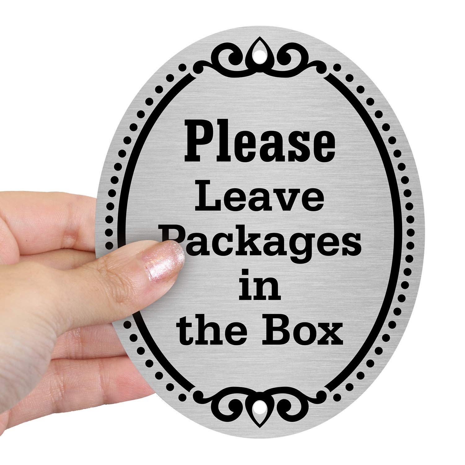 “Please Leave Packages in the Box” Diamond Plate Door Sign | 4&Prime; x 5&Prime; Aluminum